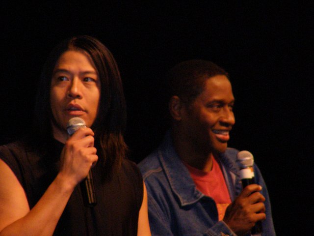Tim Russ and Garrett Wang on stage together at the convention in Las Vegas, Aug. 20, 2006